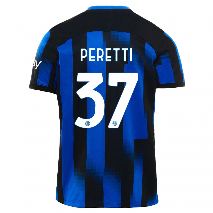 Damen Lorenzo Peretti #37 Schwarz Blau Heimtrikot Trikot 2023/24 T-Shirt