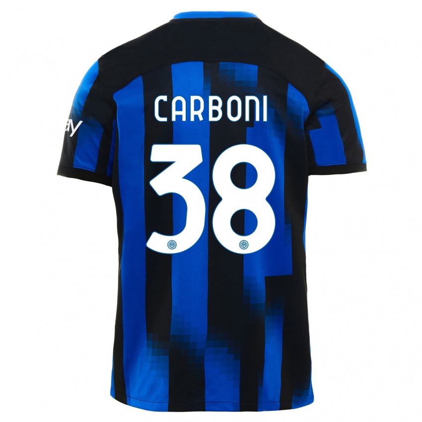 Damen Valentin Carboni #38 Schwarz Blau Heimtrikot Trikot 2023/24 T-Shirt