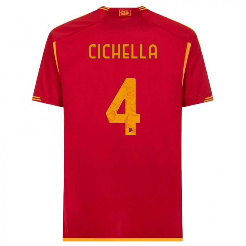 Damen Matteo Cichella #4 Rot Heimtrikot Trikot 2023/24 T-Shirt