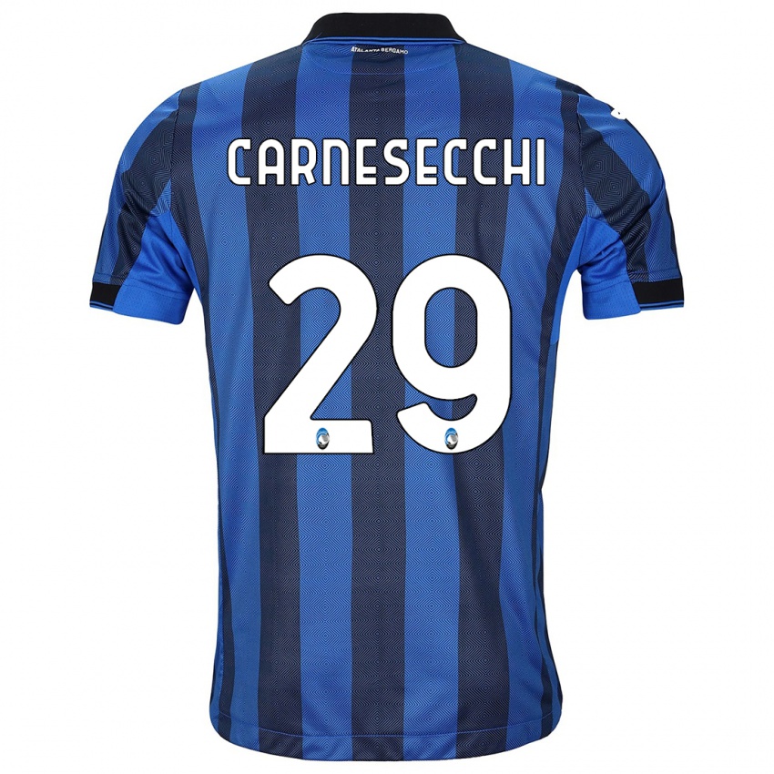 Damen Marco Carnesecchi #29 Schwarz Blau Heimtrikot Trikot 2023/24 T-Shirt