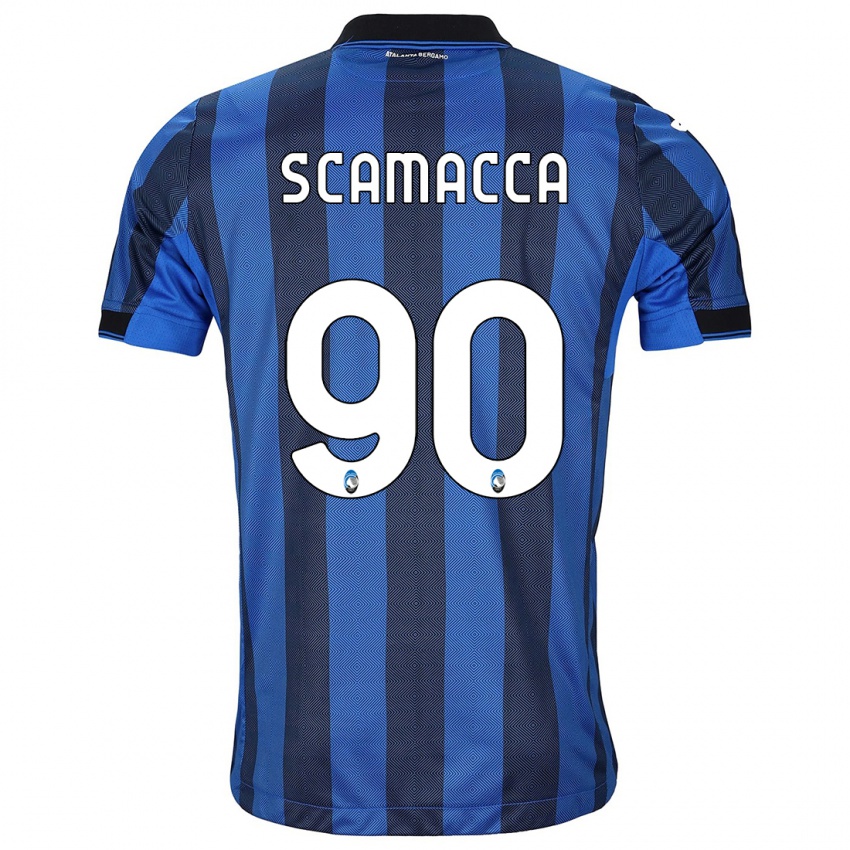 Damen Gianluca Scamacca #90 Schwarz Blau Heimtrikot Trikot 2023/24 T-Shirt