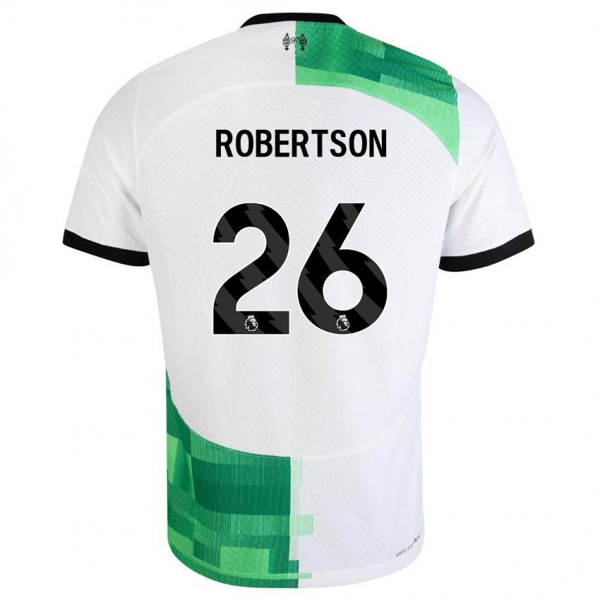 Damen Andrew Robertson #26 Weiß Grün Auswärtstrikot Trikot 2023/24 T-Shirt
