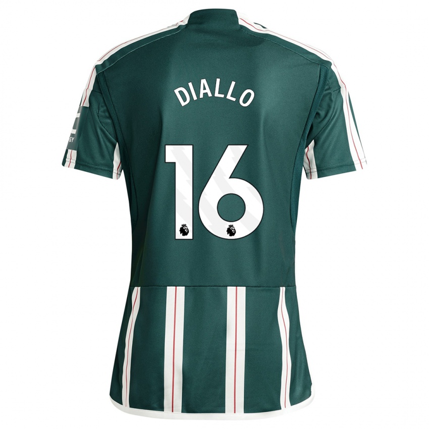 Damen Amad Diallo #16 Dunkelgrün Auswärtstrikot Trikot 2023/24 T-Shirt