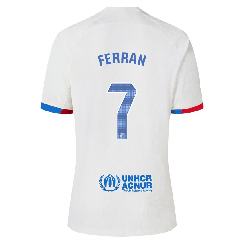 Damen Ferran Torres #7 Weiß Auswärtstrikot Trikot 2023/24 T-Shirt
