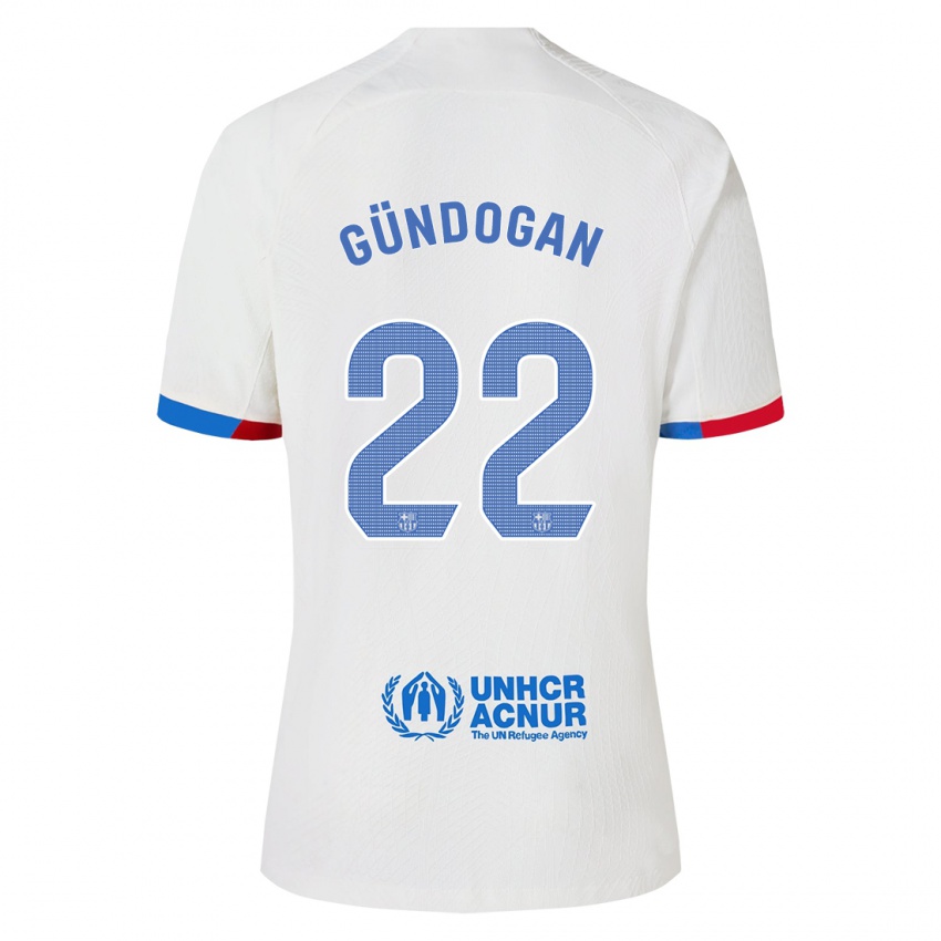 Damen Ilkay Gundogan #22 Weiß Auswärtstrikot Trikot 2023/24 T-Shirt