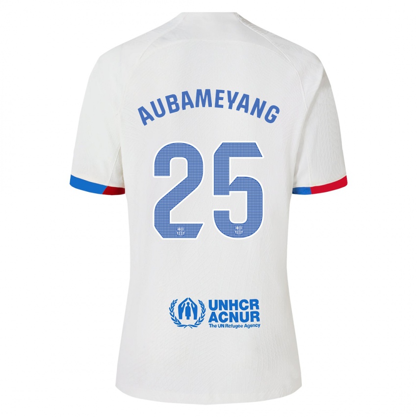 Damen Pierre Emerick Aubameyang #25 Weiß Auswärtstrikot Trikot 2023/24 T-Shirt