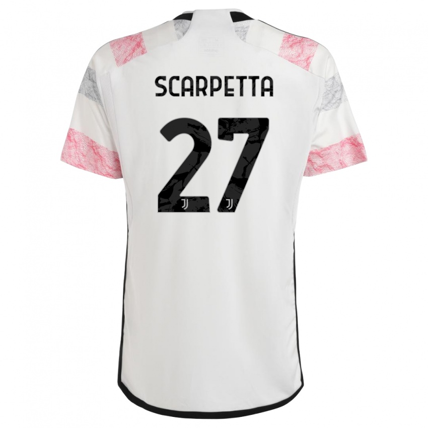 Damen Jacopo Scarpetta #27 Weiß Rosa Auswärtstrikot Trikot 2023/24 T-Shirt