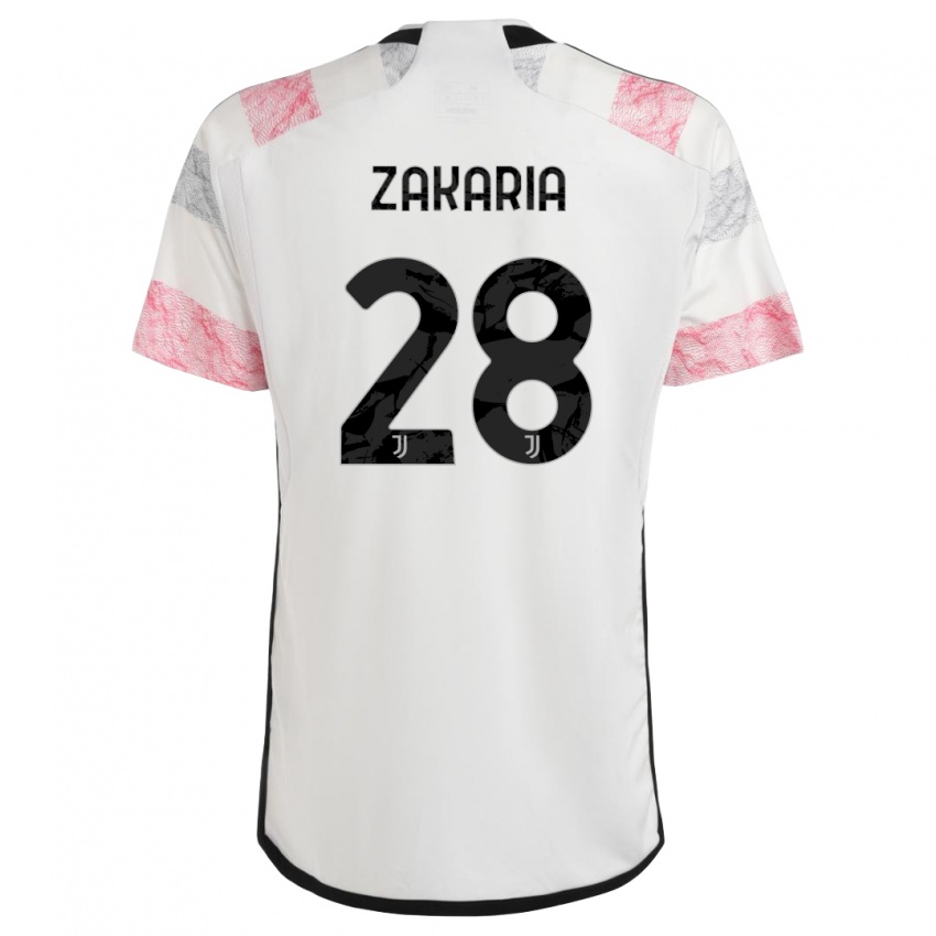 Damen Denis Zakaria #28 Weiß Rosa Auswärtstrikot Trikot 2023/24 T-Shirt