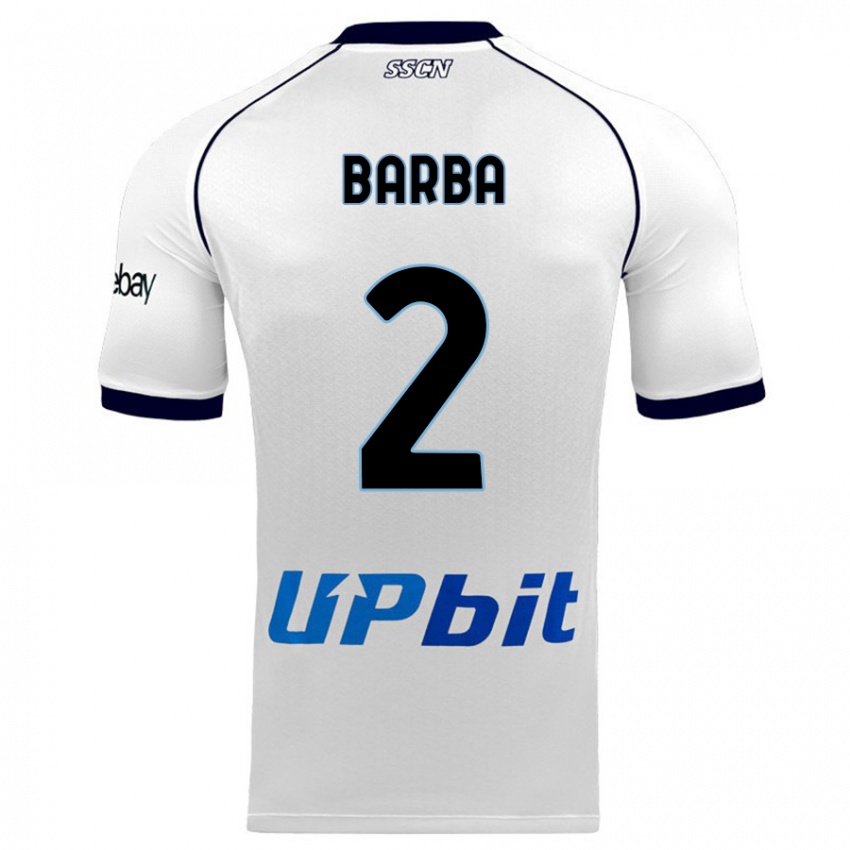 Damen Benedetto Barba #2 Weiß Auswärtstrikot Trikot 2023/24 T-Shirt