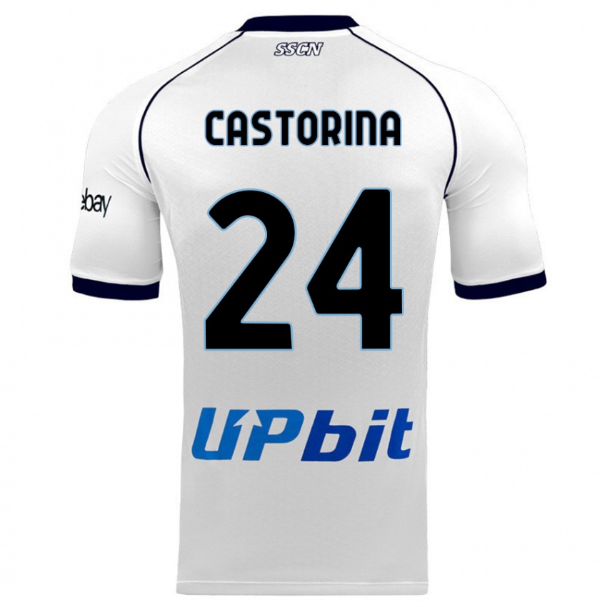 Damen Alessandro Castorina #24 Weiß Auswärtstrikot Trikot 2023/24 T-Shirt