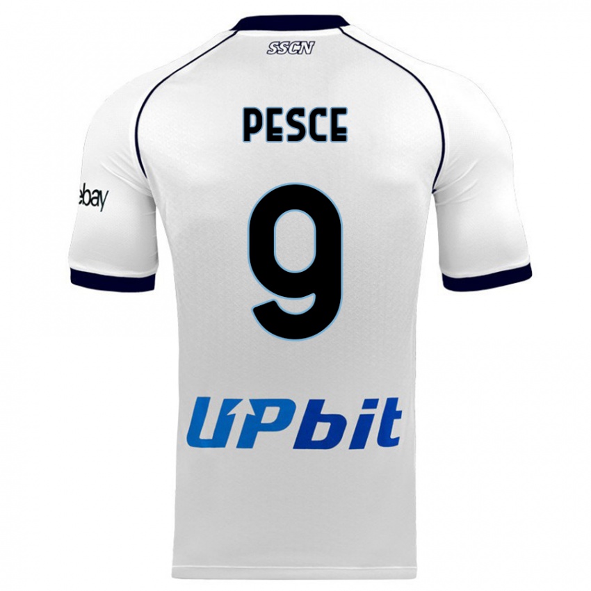 Damen Antonio Pesce #9 Weiß Auswärtstrikot Trikot 2023/24 T-Shirt