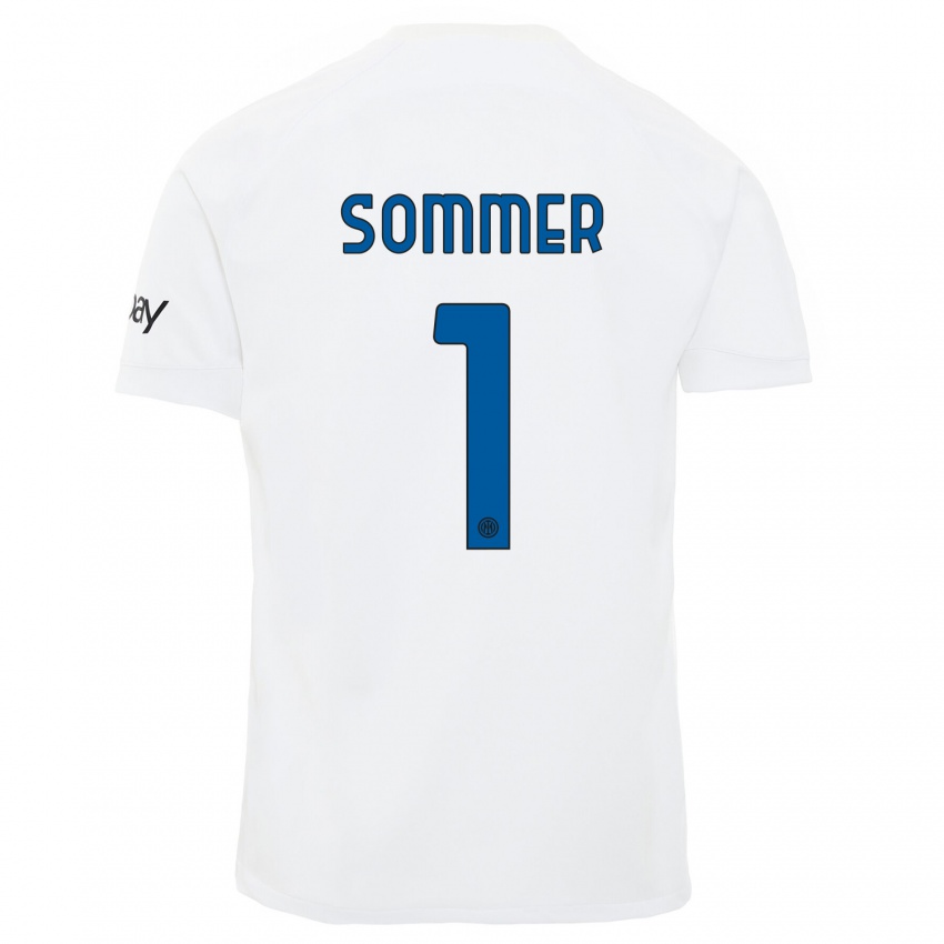 Damen Yann Sommer #1 Weiß Auswärtstrikot Trikot 2023/24 T-Shirt