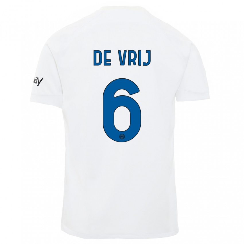 Damen Stefan De Vrij #6 Weiß Auswärtstrikot Trikot 2023/24 T-Shirt