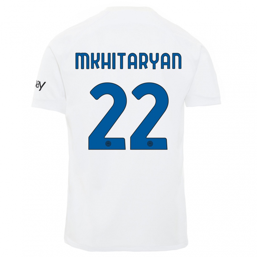 Damen Henrikh Mkhitaryan #22 Weiß Auswärtstrikot Trikot 2023/24 T-Shirt