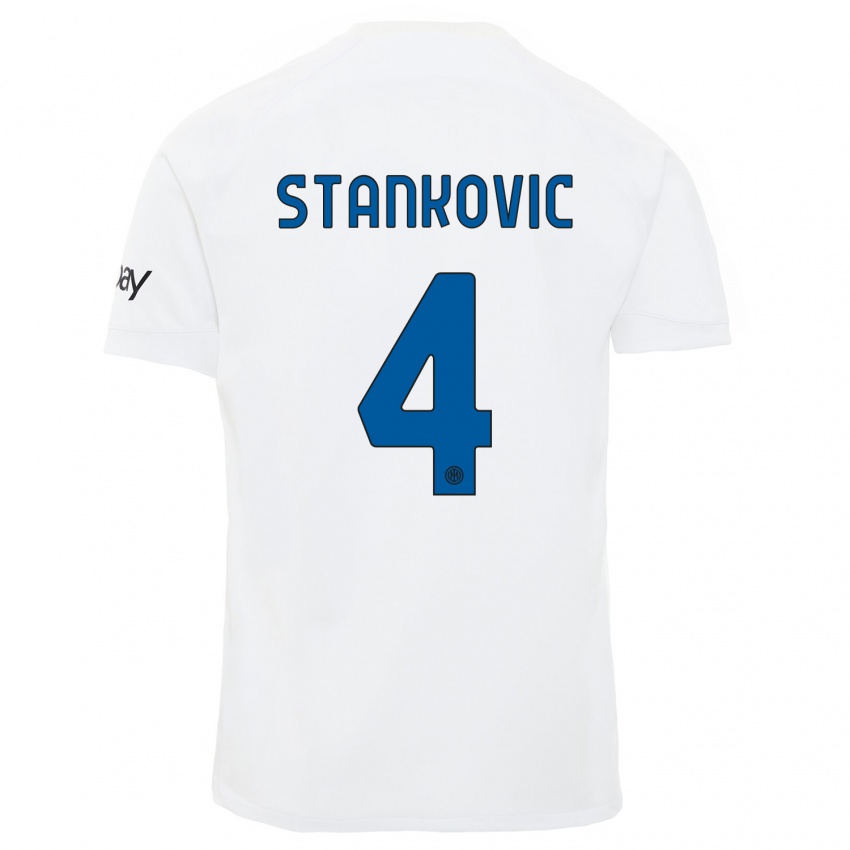Damen Aleksandar Stankovic #4 Weiß Auswärtstrikot Trikot 2023/24 T-Shirt