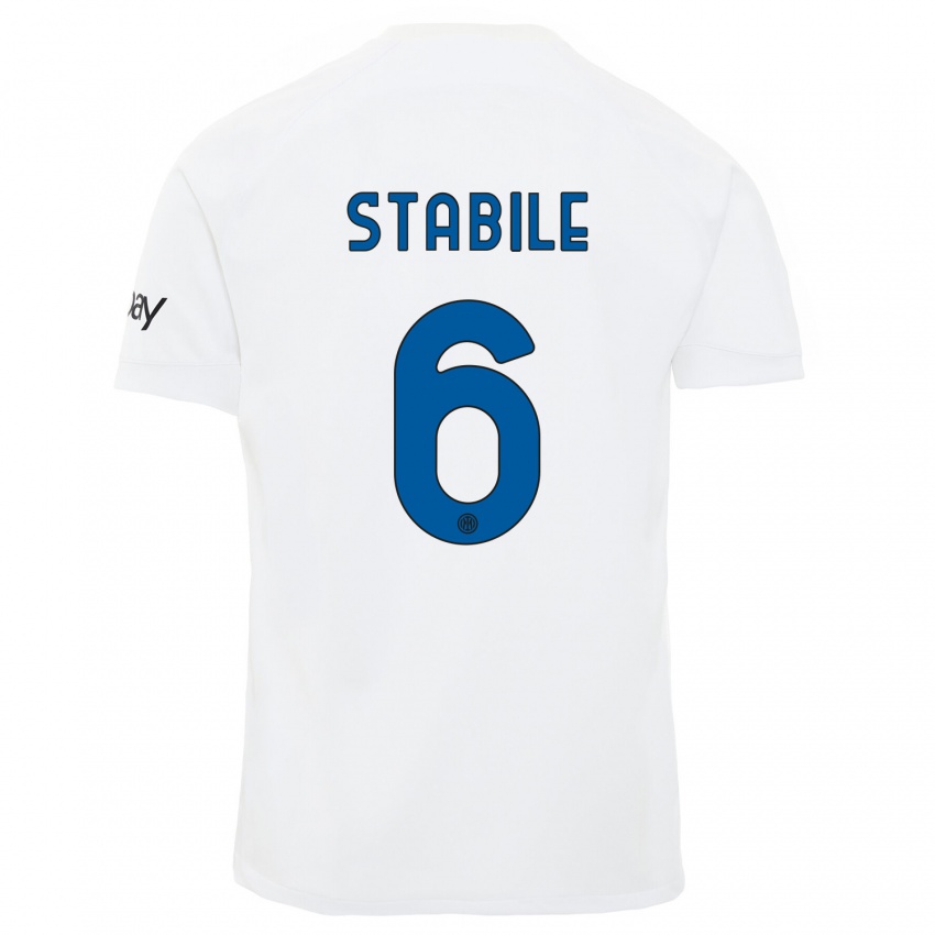 Damen Giacomo Stabile #6 Weiß Auswärtstrikot Trikot 2023/24 T-Shirt