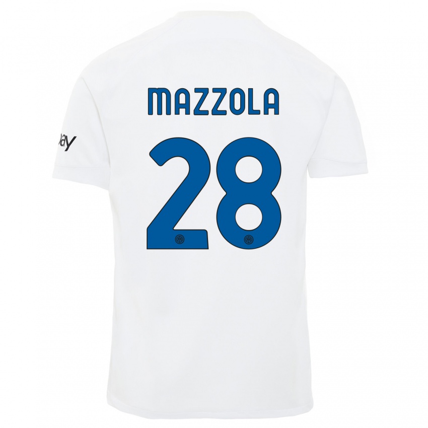 Damen Giuseppe Mazzola #28 Weiß Auswärtstrikot Trikot 2023/24 T-Shirt