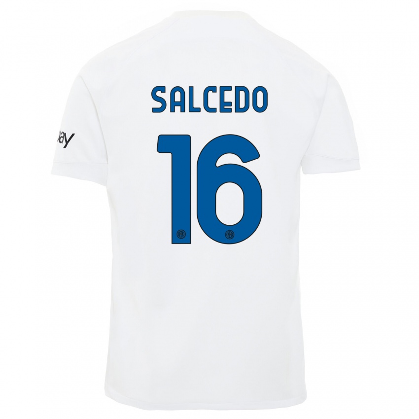 Damen Eddie Salcedo #16 Weiß Auswärtstrikot Trikot 2023/24 T-Shirt
