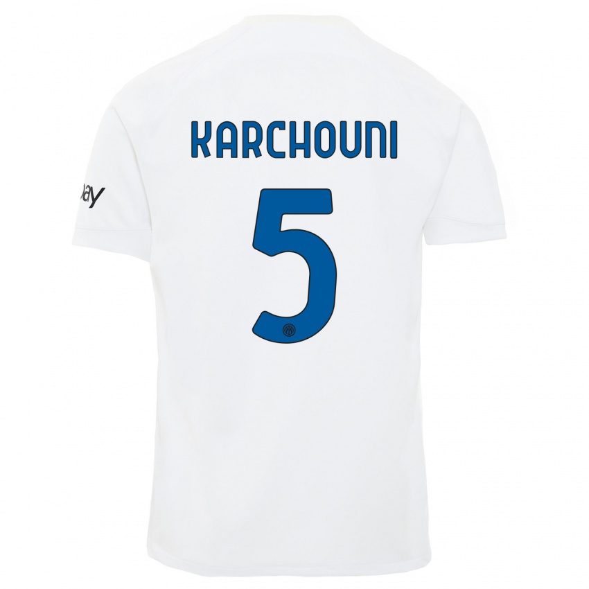 Damen Ghoutia Karchouni #5 Weiß Auswärtstrikot Trikot 2023/24 T-Shirt