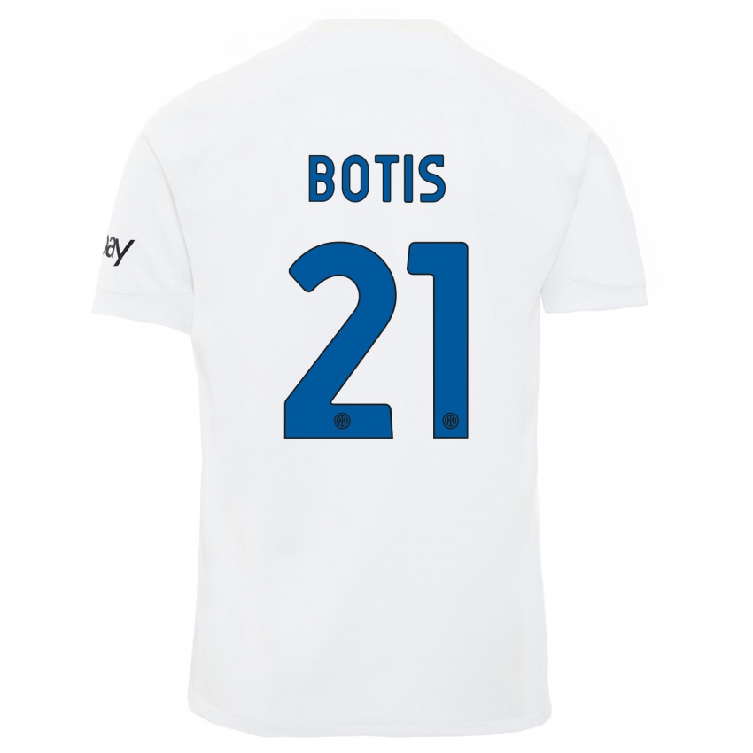 Damen Nikolaos Botis #21 Weiß Auswärtstrikot Trikot 2023/24 T-Shirt