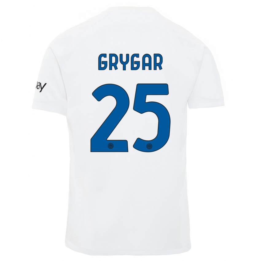 Damen Samuel Grygar #25 Weiß Auswärtstrikot Trikot 2023/24 T-Shirt