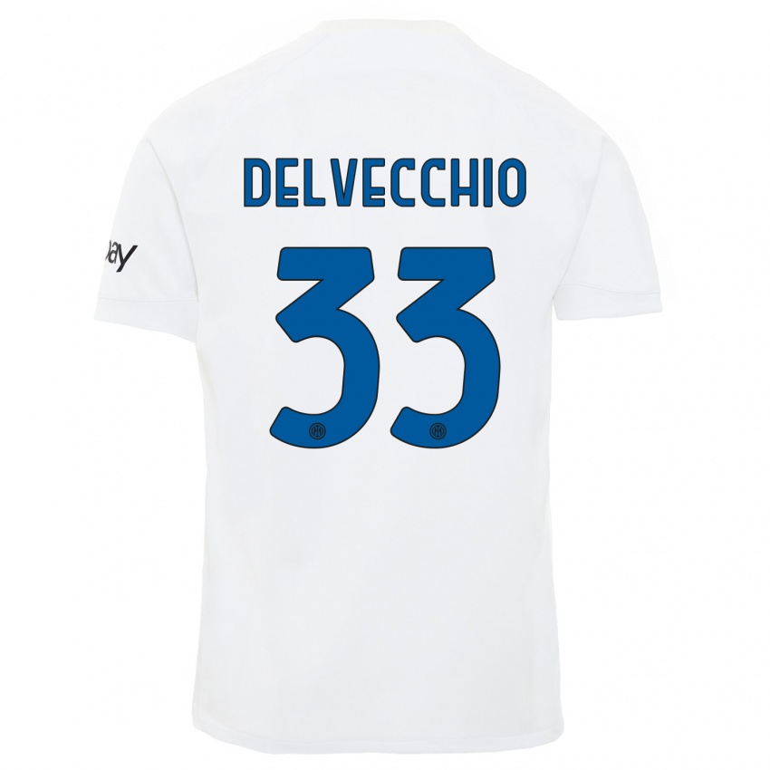 Damen Gabriele Delvecchio #33 Weiß Auswärtstrikot Trikot 2023/24 T-Shirt