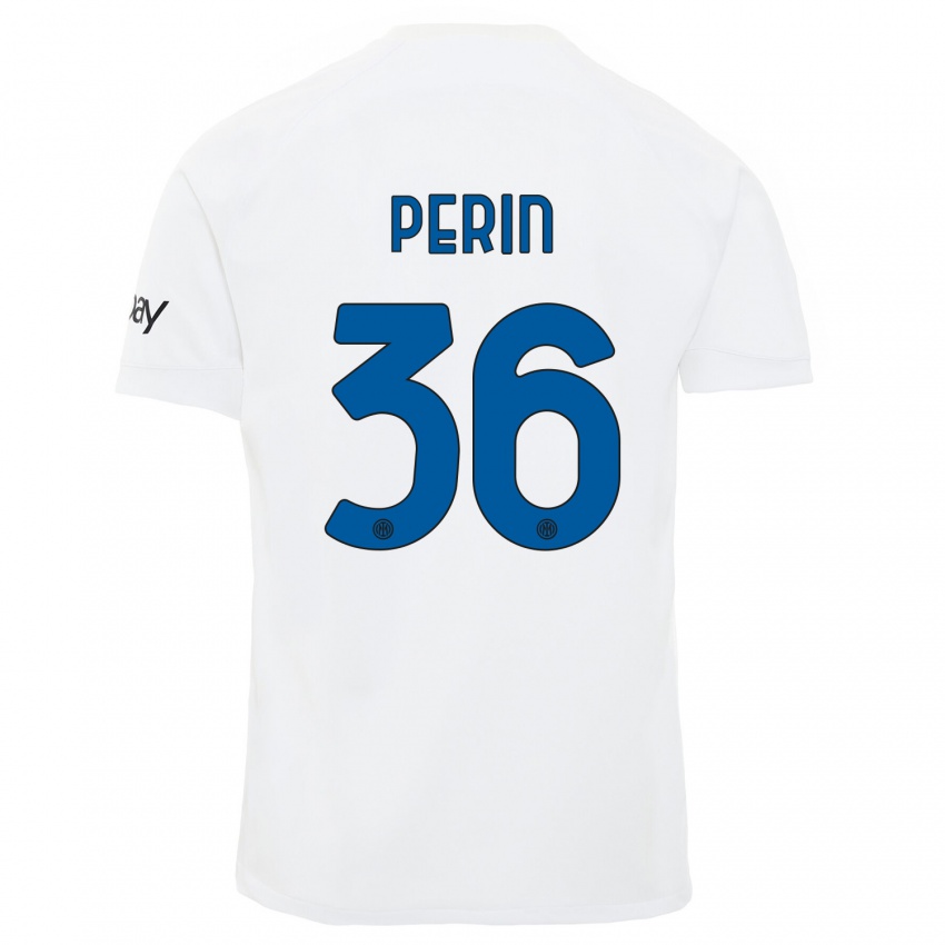 Damen Nicolo Perin #36 Weiß Auswärtstrikot Trikot 2023/24 T-Shirt