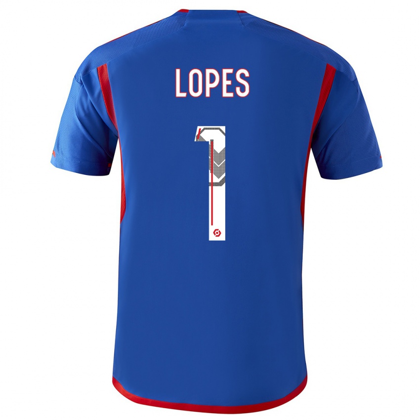 Damen Anthony Lopes #1 Blau Rot Auswärtstrikot Trikot 2023/24 T-Shirt