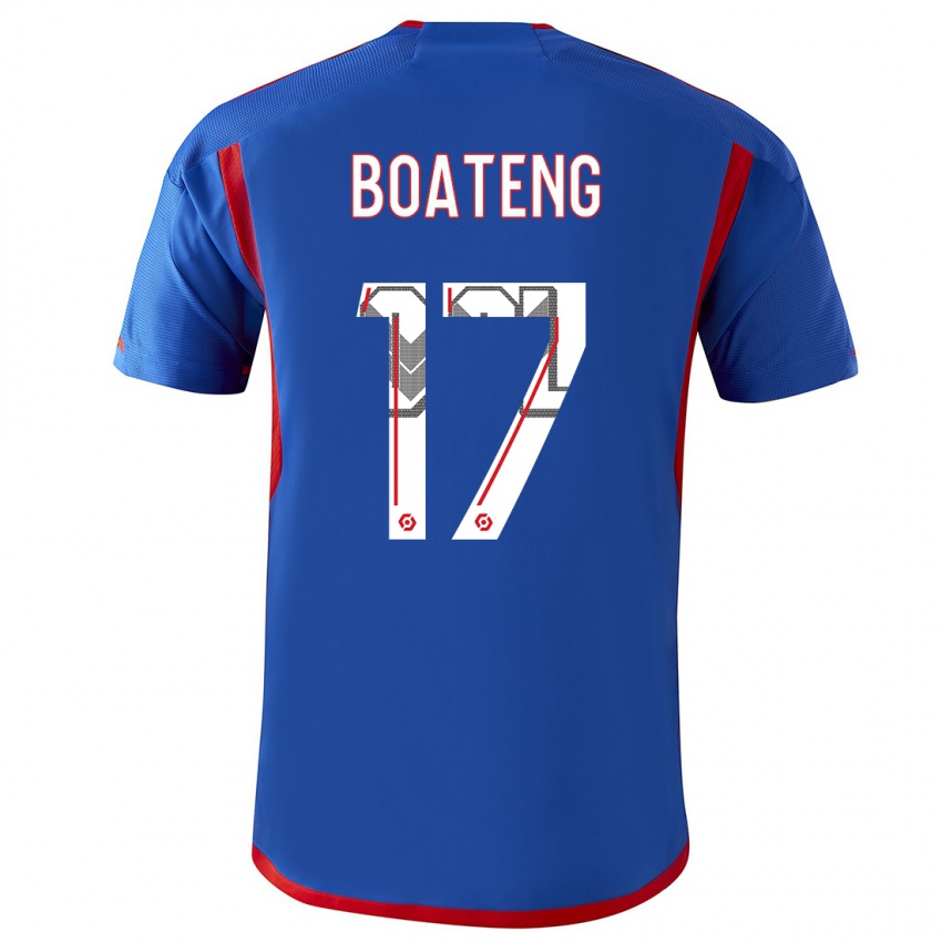 Damen Jerome Boateng #17 Blau Rot Auswärtstrikot Trikot 2023/24 T-Shirt