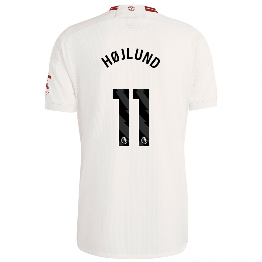 Damen Rasmus Højlund #11 Weiß Ausweichtrikot Trikot 2023/24 T-Shirt