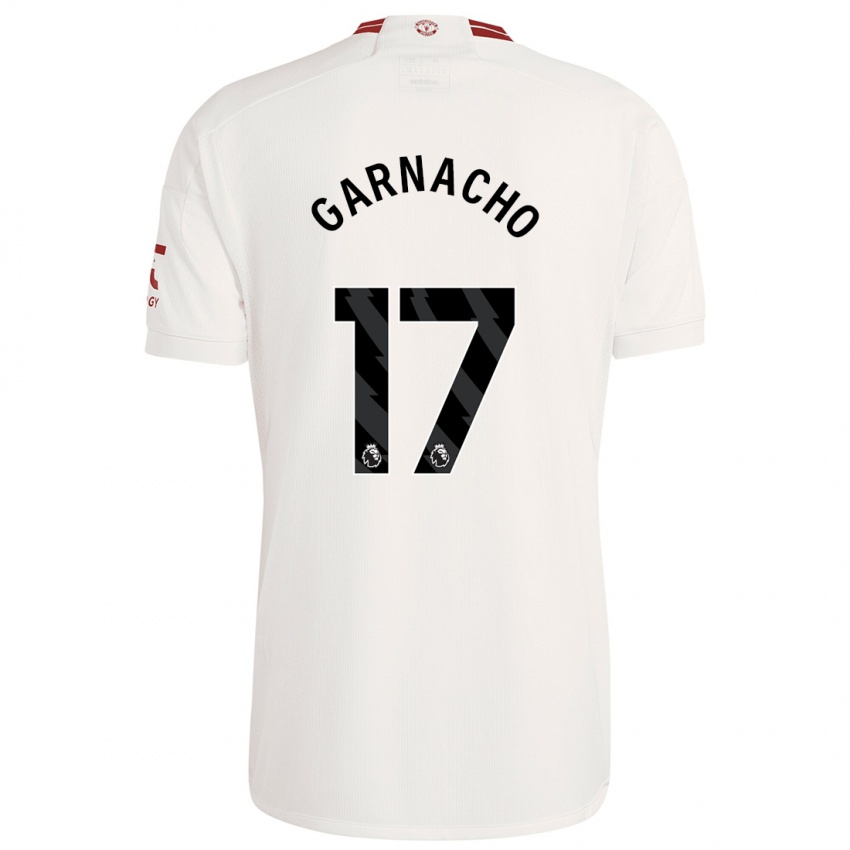 Damen Alejandro Garnacho #17 Weiß Ausweichtrikot Trikot 2023/24 T-Shirt
