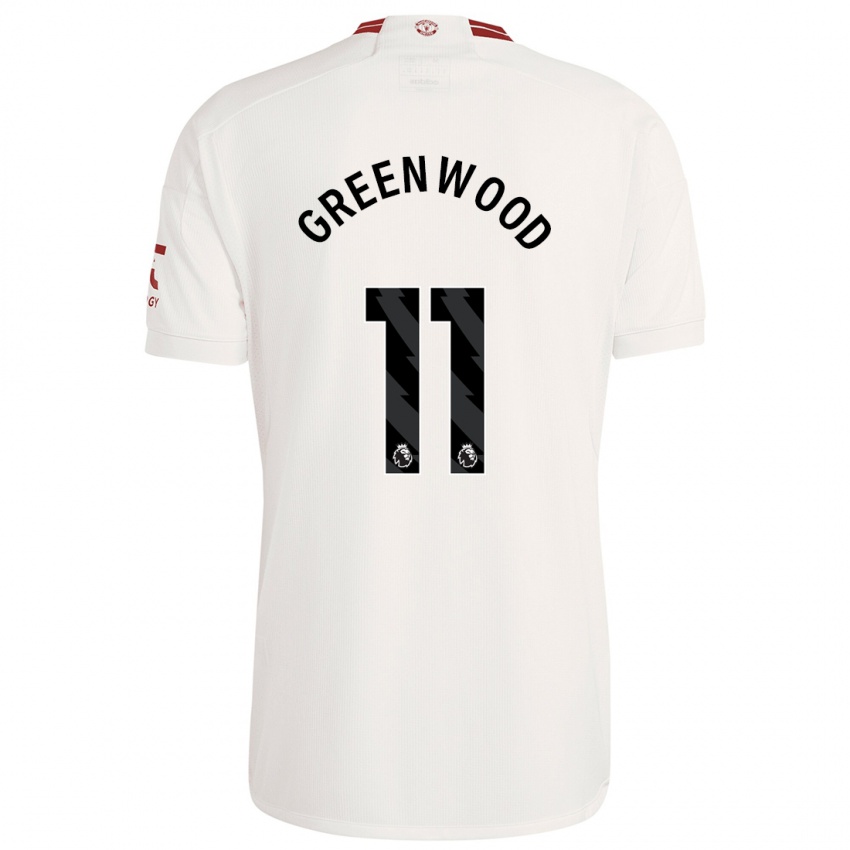 Damen Mason Greenwood #11 Weiß Ausweichtrikot Trikot 2023/24 T-Shirt