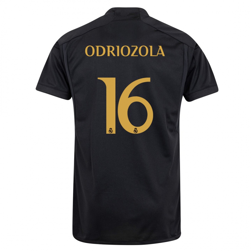 Damen Alvaro Odriozola #16 Schwarz Ausweichtrikot Trikot 2023/24 T-Shirt