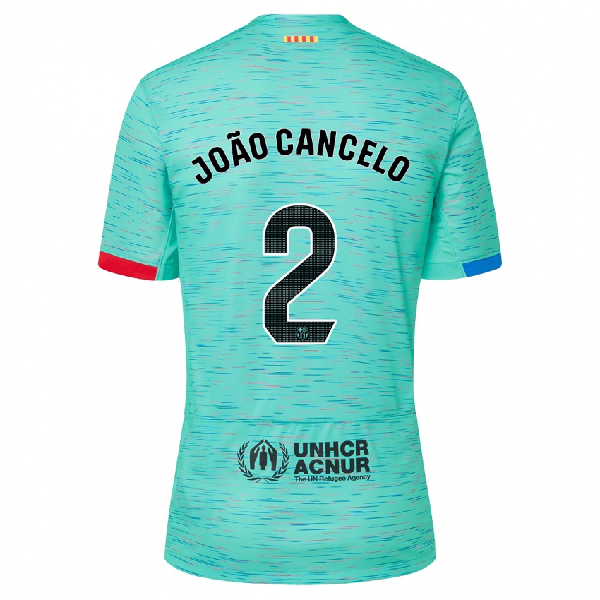 Damen Joao Cancelo #2 Helles Aqua Ausweichtrikot Trikot 2023/24 T-Shirt