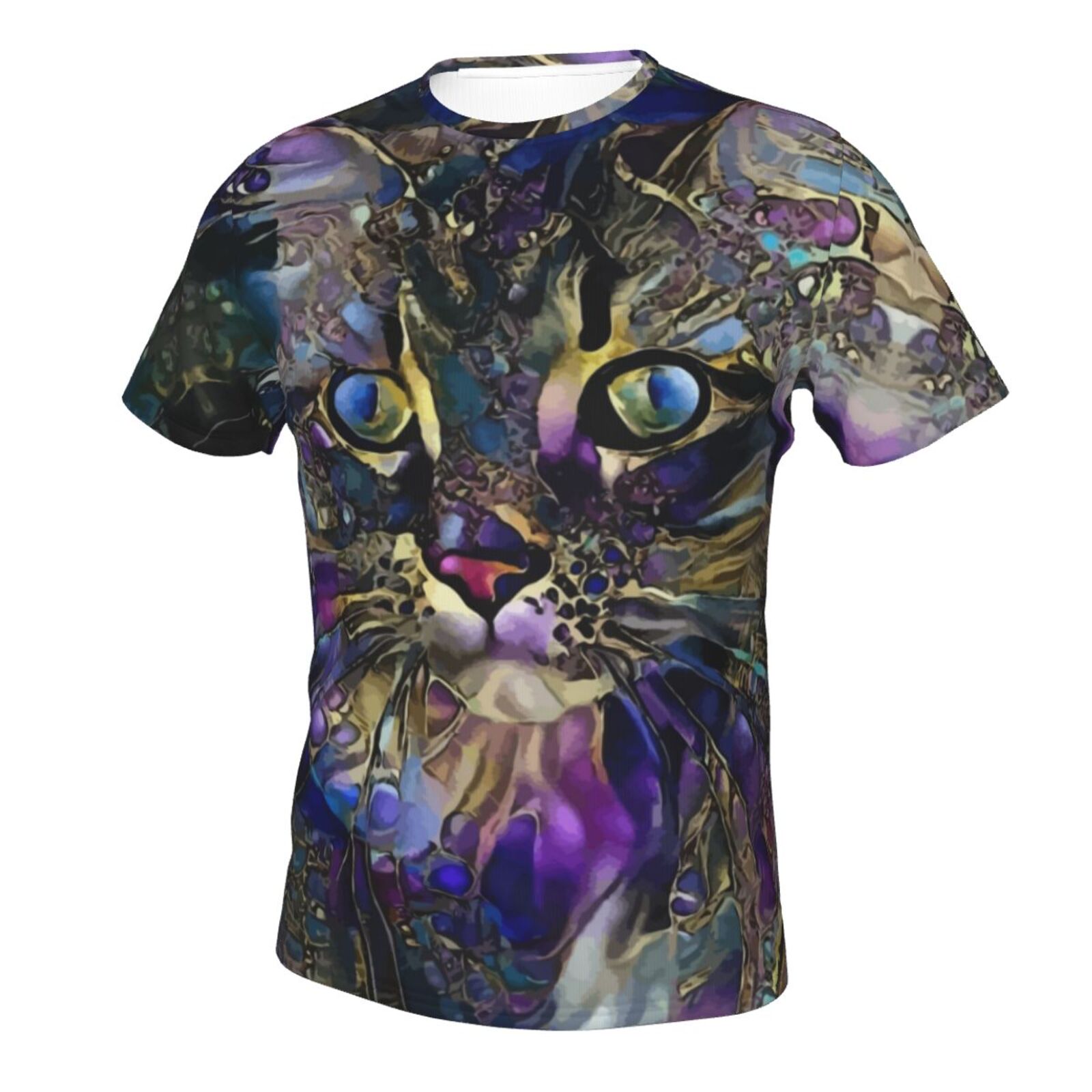 Fröhliches Lila Katze Medien Mischen Elemente Klassisch T Shirt