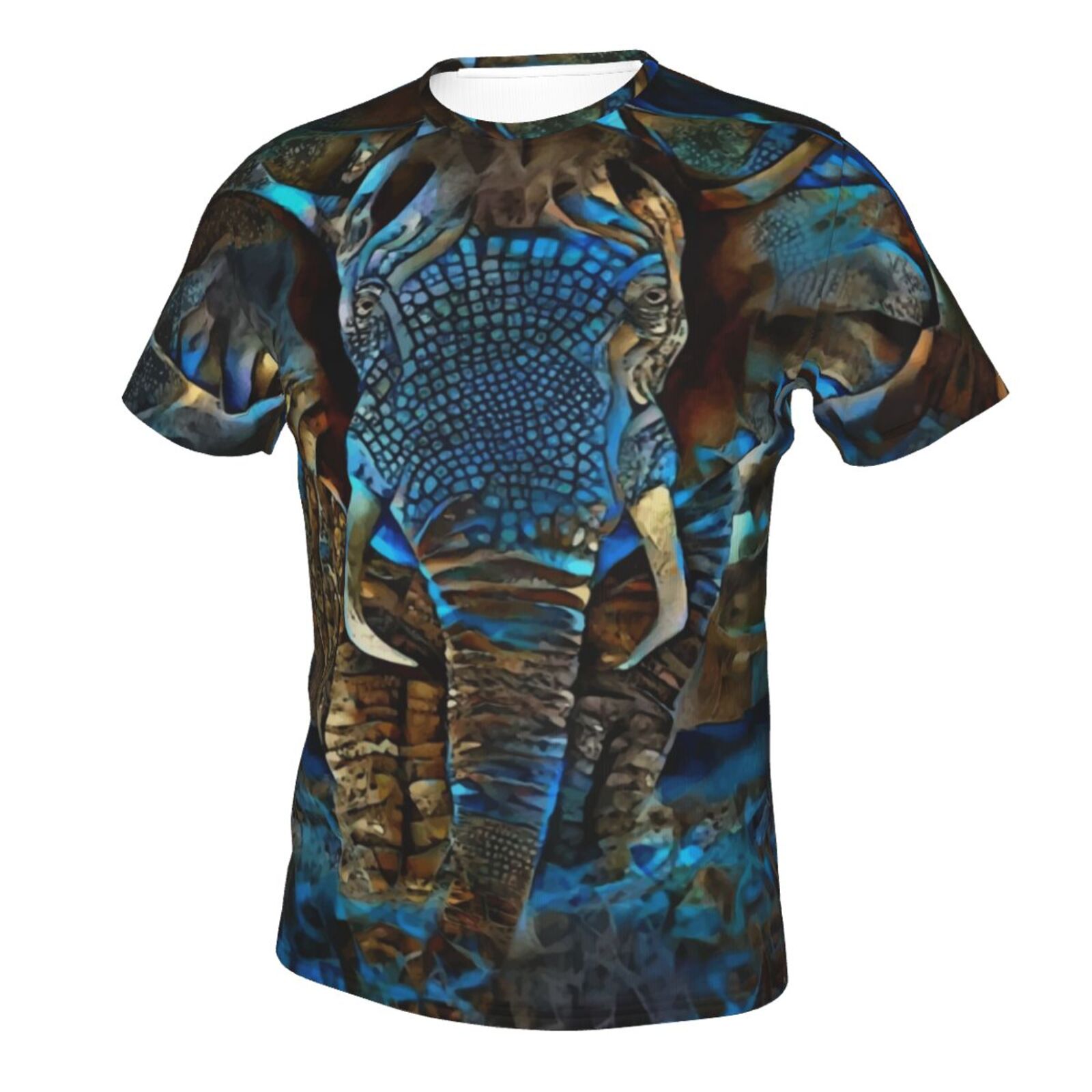Elefant Braun Blau Medien Mischen Elemente Klassisch T Shirt